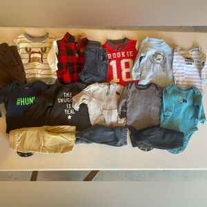 16 piece baby boy fall and winter bundle; 3 months; Carters brand